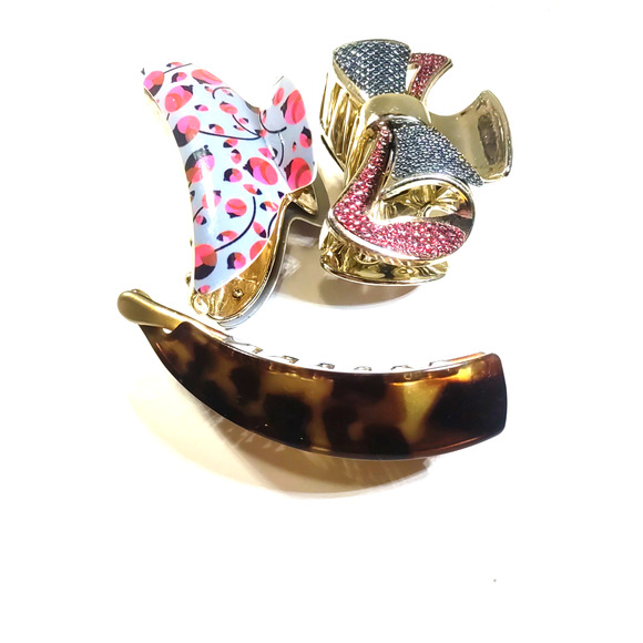 Hair Barrettes Clips Messy Buns Funky Designs Retro - Picture 4 of 9